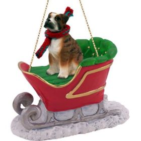 Boxer - Brindle - Sleigh Ride Ornament