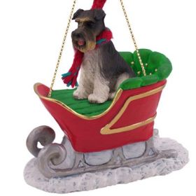 Schnauzer - Gray - Uncropped - Sleigh Ride Ornament