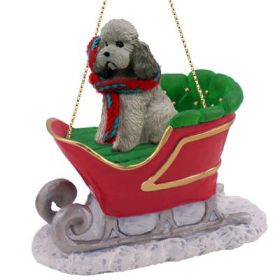 Poodle - Sport Cut - Gray - Sleigh Ride Ornament