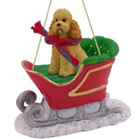 Poodle - Sport Cut - Apricot - Sleigh Ride Ornament