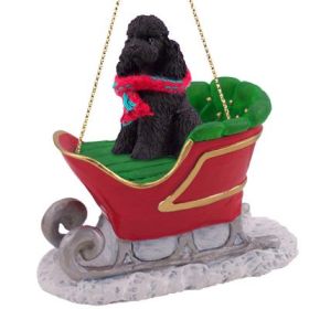 Poodle - Sport Cut - Black - Sleigh Ride Ornament