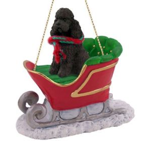 Poodle - Sport Cut - Chocolate - Sleigh Ride Ornament