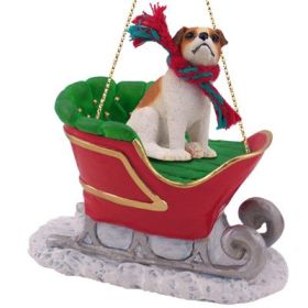 Jack Russell Terrier - Brown & White - Smooth Coat - Sleigh Ride Ornament