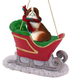 Japanese Chin - Brown & White - Sleigh Ride Ornament