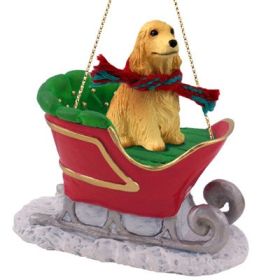 English Cocker Spaniel - Blonde - Sleigh Ride Ornament