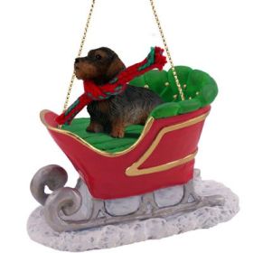 Dachshund - Wire Haired - Sleigh Ride Ornament