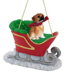 Puggle - Brown - Sleigh Ride Ornament