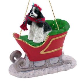 Cocker Spaniel - Black & White - Sleigh Ride Ornament