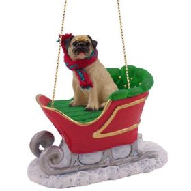 Pug - Fawn - Sleigh Ride Ornament