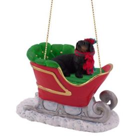 Dachshund - Black - Sleigh Ride Ornament