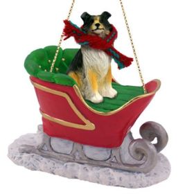 Collie - Tri-Color - Sleigh Ride Ornament