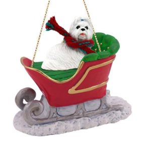 Shih Tzu - White - Sleigh Ride Ornament