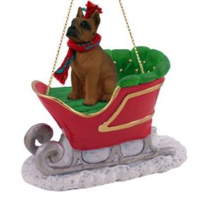 Boxer - Tawny - Sleigh Ride Ornament