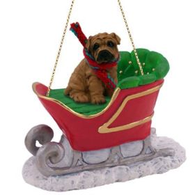 Shar Pei - Brown - Sleigh Ride Ornament