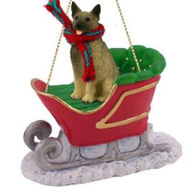 Norwegian Elkhound - Sleigh Ride Ornament