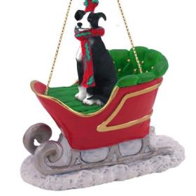 Greyhound - Black & White - Sleigh Ride Ornament