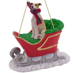 Greyhound - Tan & White - Sleigh Ride Ornament