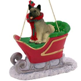 Akita - Gray - Sleigh Ride Ornament