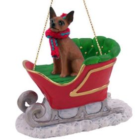 Min Pin - Red & Brown - Sleigh Ride Ornament