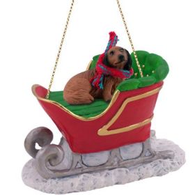 Dachshund - Red - Longhaired - Sleigh Ride Ornament