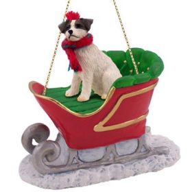 Jack Russell Terrier - Brown & White - Rough Coated - Sleigh Ride Ornament