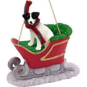 Jack Russell Terrier - Black & White - Rough Coated - Sleigh Ride Ornament