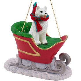 American Eskimo - Sleigh Ride Ornament