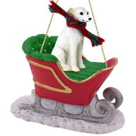 Whippet - White - Sleigh Ride Ornament