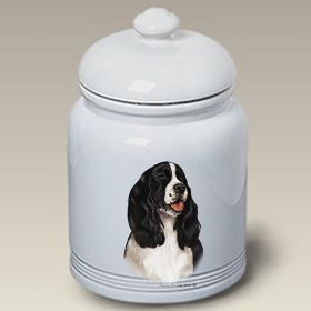 Springer Spaniel - Black and White - Best of Breed Ceramic Treat Jar