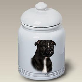 Staffordshire Bull Terrier - Black and White - Best of Breed Ceramic Treat Jar