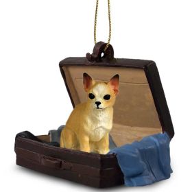 Chihuahua - Tan & White - "Traveling Companion" Suitcase Ornament