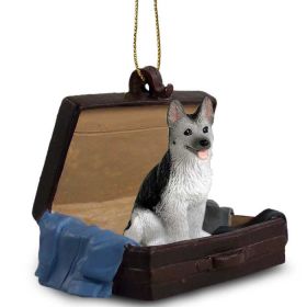 German Shepherd - Silver & Black - "Traveling Companion" Suitcase Ornament