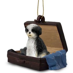 Shih Tzu - Black & White - Puppy Cut - "Traveling Companion" Suitcase Ornament