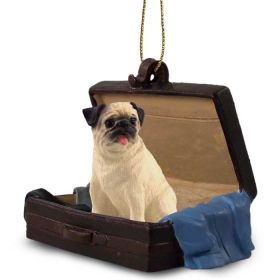 Pug - Fawn - "Traveling Companion" Suitcase Ornament