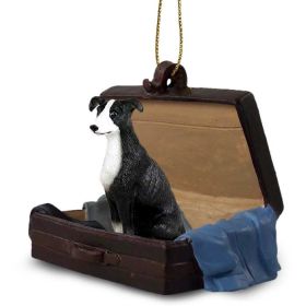 Greyhound - Black & White - "Traveling Companion" Suitcase Ornament