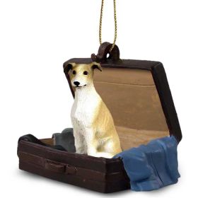 Greyhound - Tan - "Traveling Companion" Suitcase Ornament