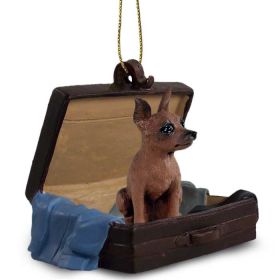 Min Pin - Red & Brown - "Traveling Companion" Suitcase Ornament