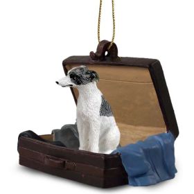 Whippet - Gray & White - "Traveling Companion" Suitcase Ornament