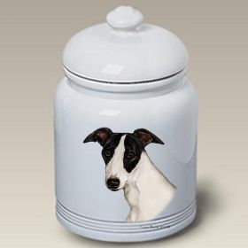 Whippet - Black and White - Best of Breed Ceramic Treat Jar