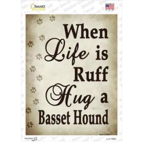 Basset Hound  Hug A   Novelty Rectangle Sticker Decal (Size: Small)