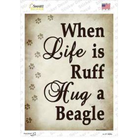 Beagle Hug a Novelty Rectangle Sticker Decal (Size: Small)