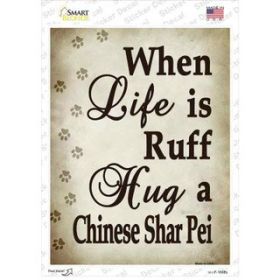 Chinese Shar Pei  Hug A   Novelty Rectangle Sticker Decal (Size: Small)