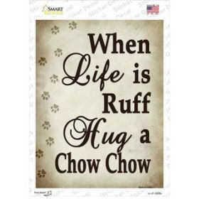 Chow Chow  Hug a Rectangle Sticker Decal (Size: Small)