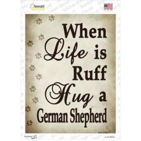 German Shepherd  Hug A   Novelty Rectangle Sticker Decal (Size: Small)