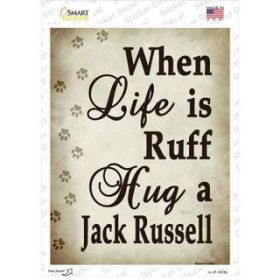 Jack Russell  Hug A  Novelty Rectangle Sticker Decal (Size: Small)